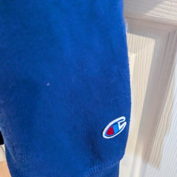 Champion Men's Reverse Weave Hoodie Sweatshirt, XL, Blue, All Over Logo Print - Picture 3 of 13